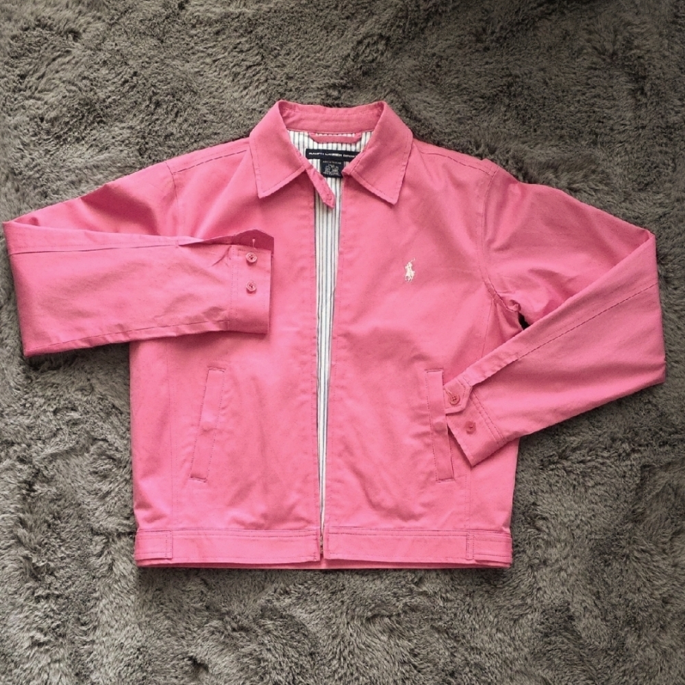 Vintage Ralph Lauren Sport Pink zip Button   Jacket Size SMALL